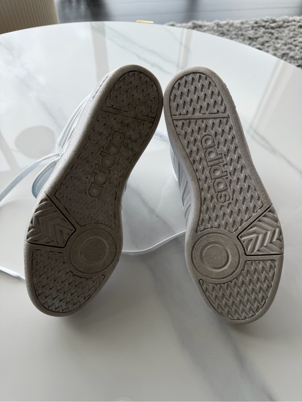 adidas Kids White High-Top Sneakers with Light Gray Lining - Picture 7 of 8